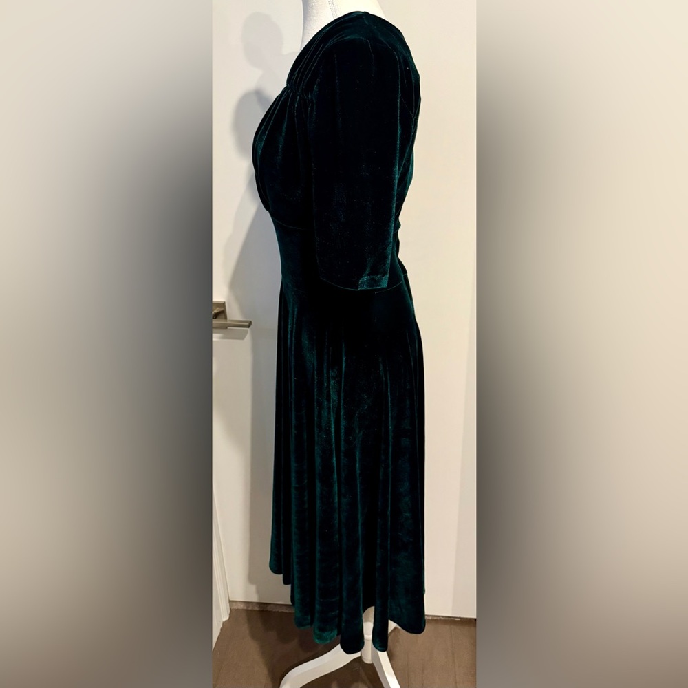 Modcloth Deep Green Velvet Midi Dress - Picture 5 of 9